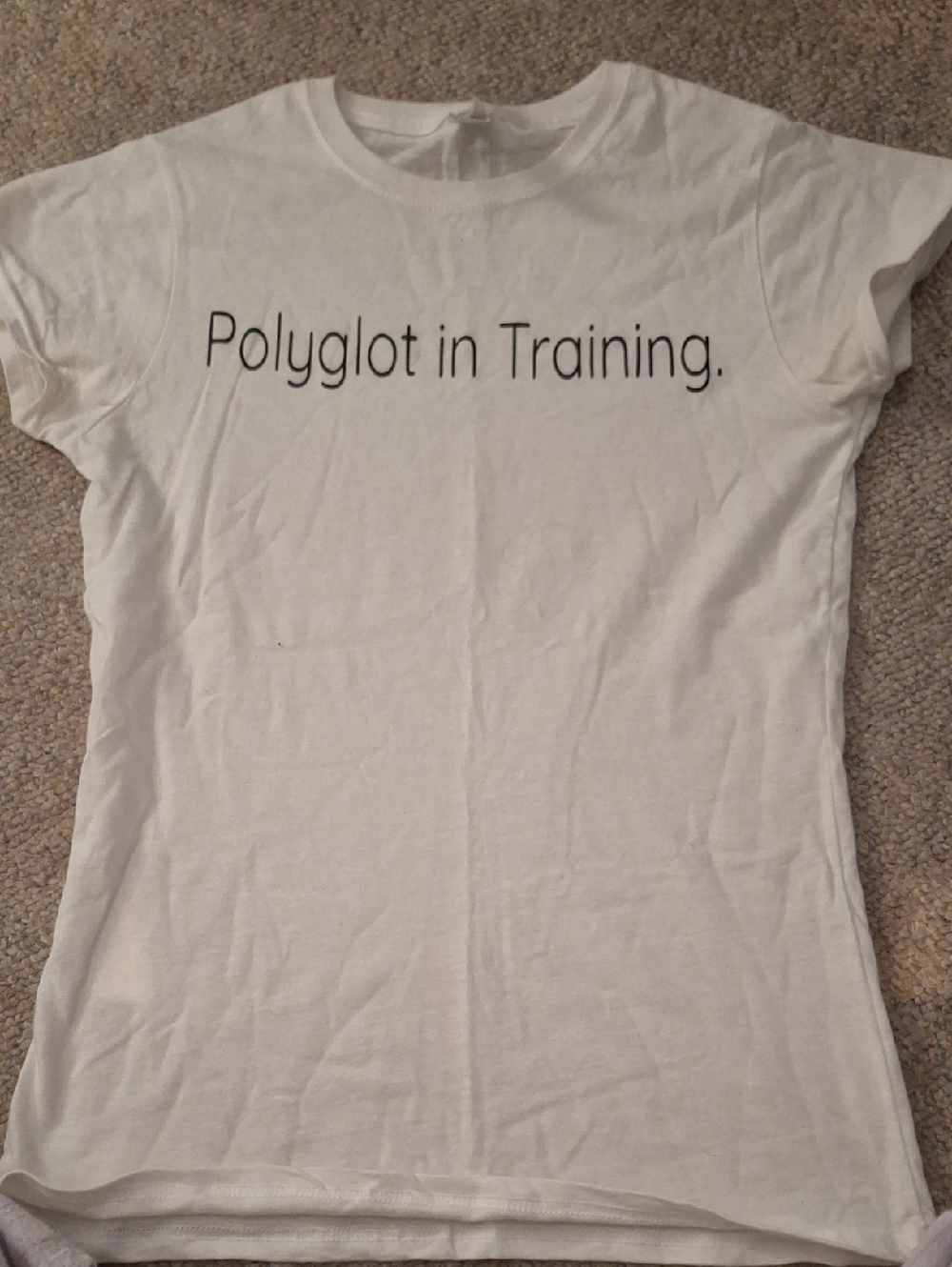 Gildan White "Polyglot in Training." Short Sleeve Tee